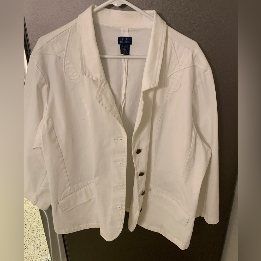 The Blues Blazer Plus Women 3x White Cotton Blend Pristine Casual Spring  Easter